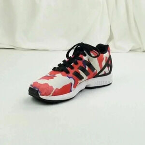 Adidas 6.5 Men's ZX Flux Red White Camo Lace Up Trefoil Logo Sneakers #AF4468